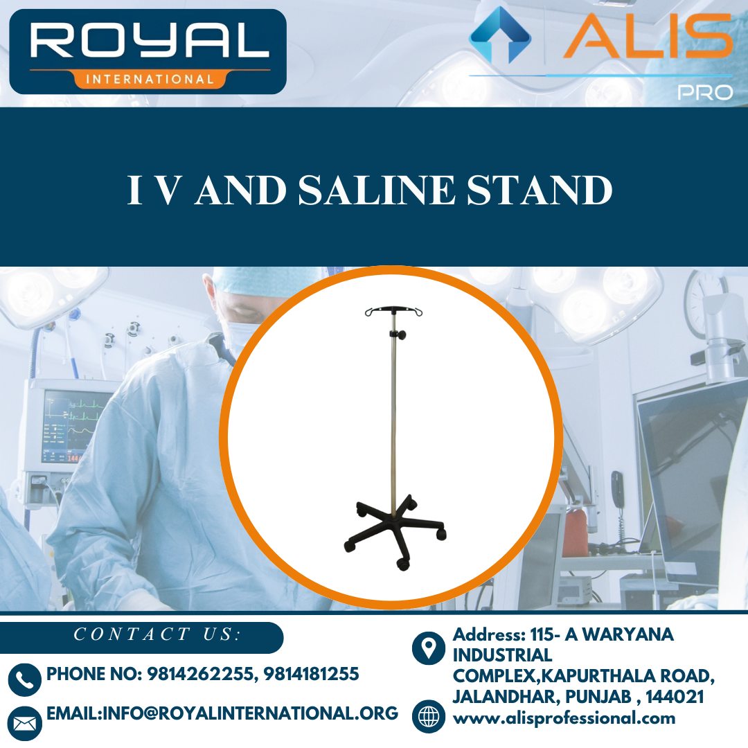 I V And Saline Stand - Stainless Steel, Adjustable Height 137-240 Cm, Silver | 5-legged Base, Locking Wheels, Dual Hooks