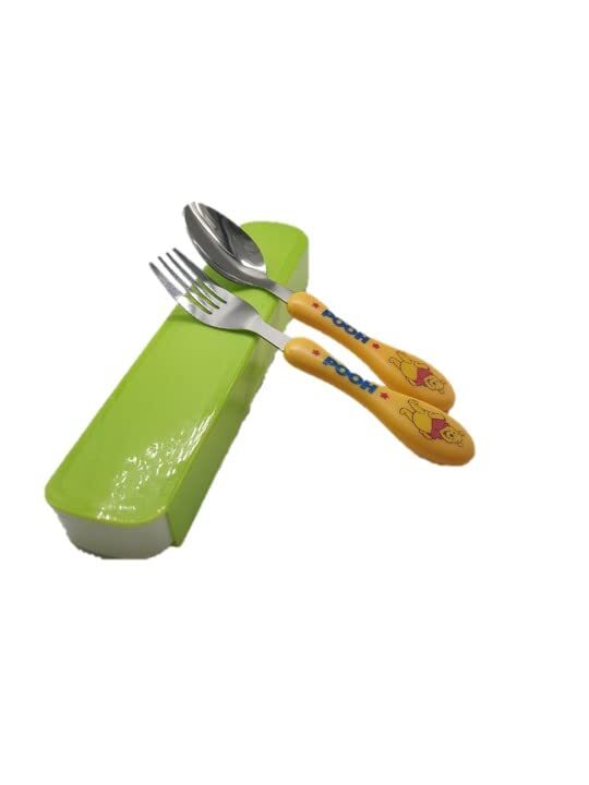 KAPO Spoon & Fork Set - Stainless Steel with Carry Case for Kids with Cute Character