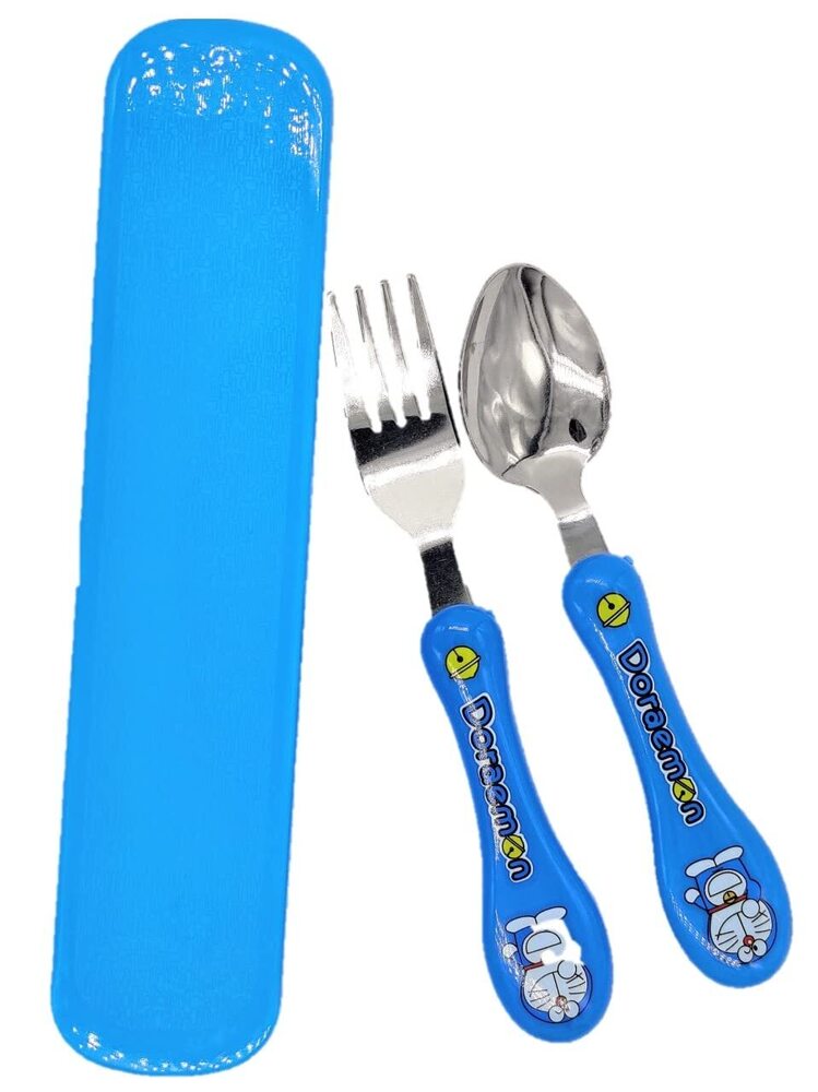 KAPO Spoon & Fork Set - Stainless Steel with Carry Case for Kids with Cute Character