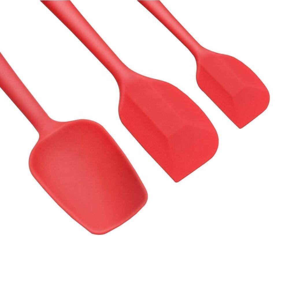 Cherrybox On The House Silicone Spatula Set - Red Color, Standard Size | 3-piece Heat-resistant Non-stick Baking & Mixing Utensils