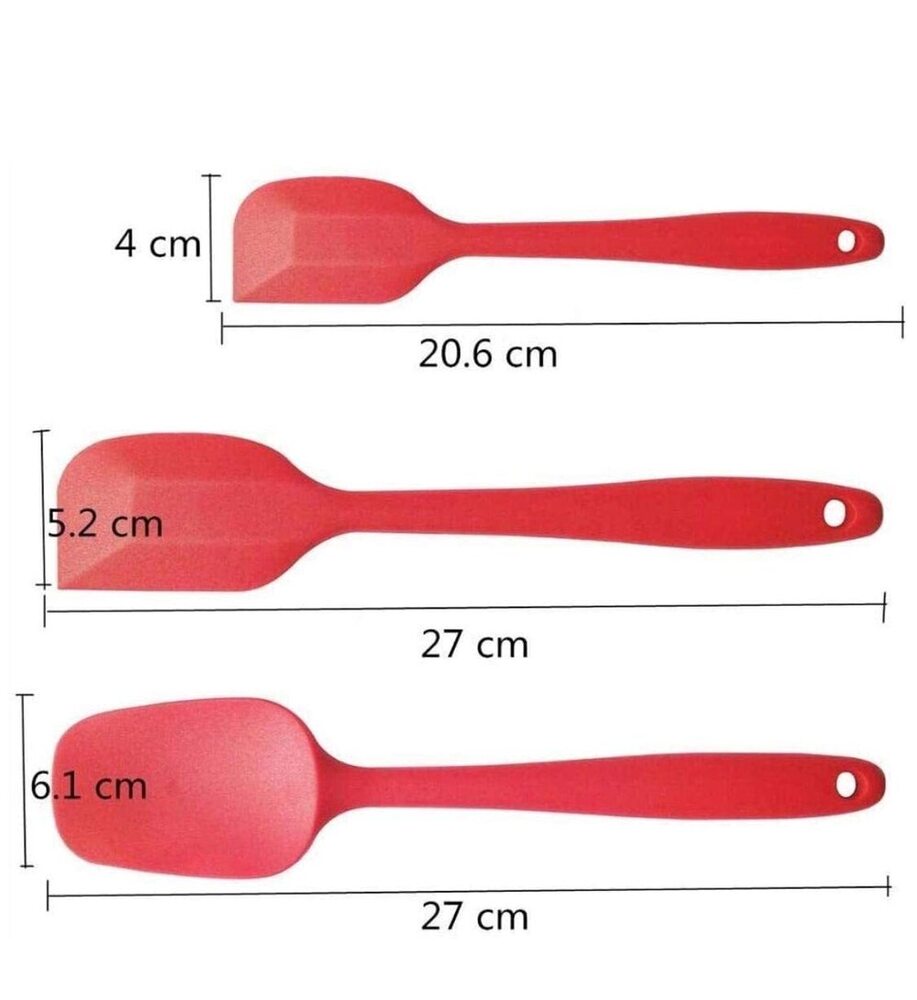 Cherrybox On The House Silicone Spatula Set - Red Color, Standard Size | 3-piece Heat-resistant Non-stick Baking & Mixing Utensils