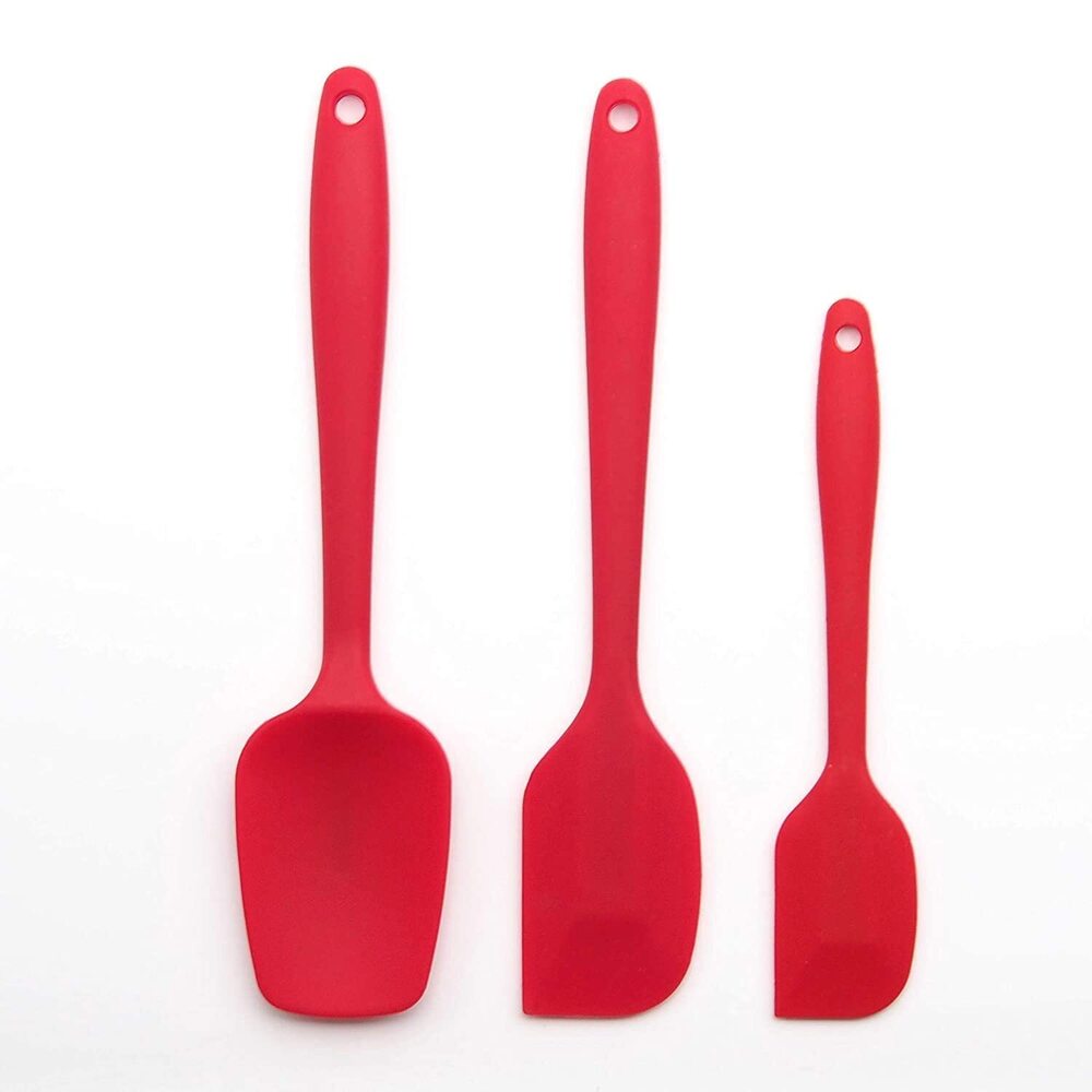 Cherrybox On The House Silicone Spatula Set - Red Color, Standard Size | 3-piece Heat-resistant Non-stick Baking & Mixing Utensils