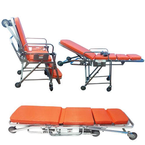 Ambulance Stretcher Cum Wheelchair - Color: Orange