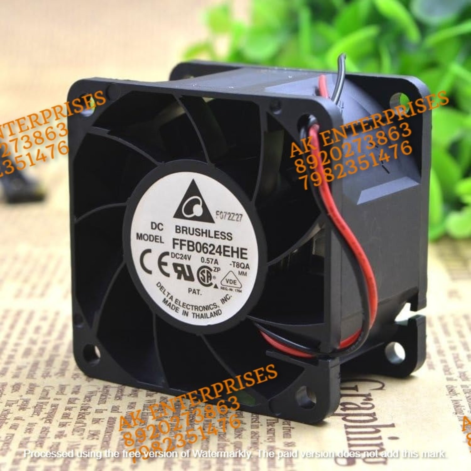  Delta FFB0624EHE Axial fan 24V=0.57A DC Brushless Air Cooling Fan 8000 RPM 60 * 60 * 38mm (2-Wire)