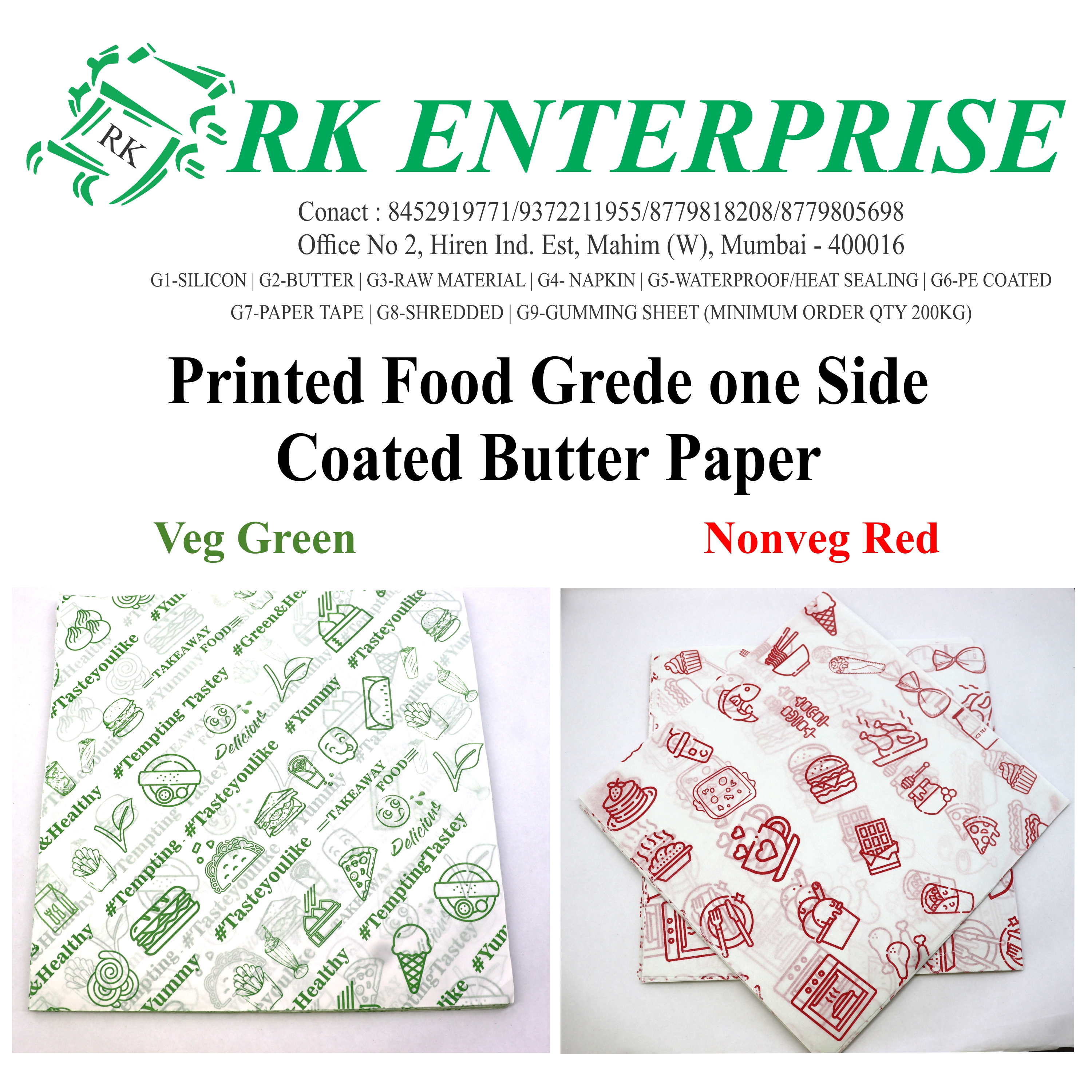 Printed Food Grade One Side Coated Paper 