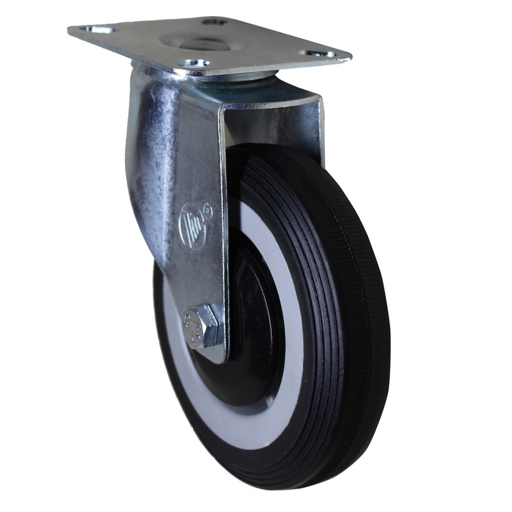 5 Inch Rubber Caster - Color: Black/blue