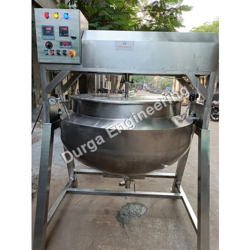 SS Manual Steam Jacketed Kettle - 500 Ltr Capacity, Stainless Steel Material, Silver Color, Semi-Automatic Control, 415 Volt Operation