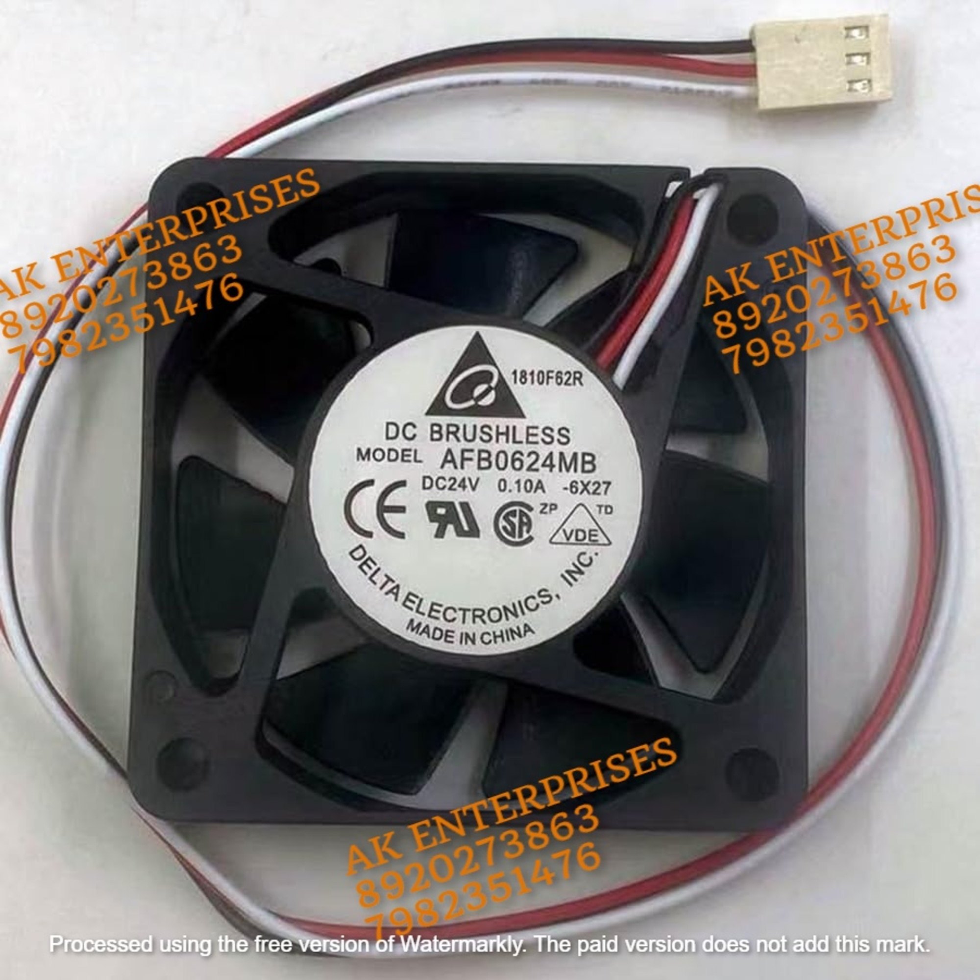 Delta AFB0624MB Axial Fan 24V-0.10A DC Brushless Air Cooling Fan 3500 RPM 60 * 60 * 15mm 3-Wire