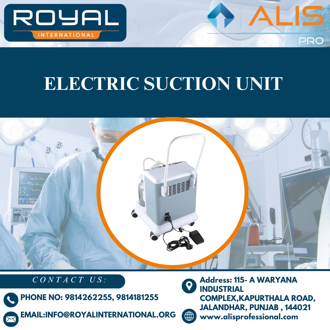 Electric Suction Unit - Manual Operation, Electric Power Source | Designed For Medical And Surgical Operations, Fluid Aspiration Function