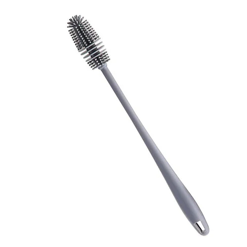 Silicone Bottle Cleaning Brush - Durable Plastic, 30 cm Size, Grey Color | Soft Silicone Bristles for Scratch-Free Cleaning of Bottles
