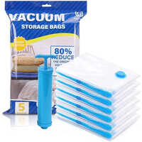 Vacuum Storage Bag With Pump - Pvc Material, 6mm Size, Transparent Color | Customizable Design For Clothes Packaging And Space Saving