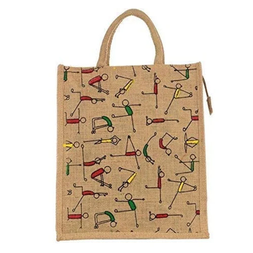 Brown Yoga Printed Jute Bag - Feature: High Quality