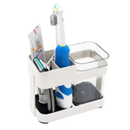 White Plastic Toothbreush Holder - Finish: Glossy