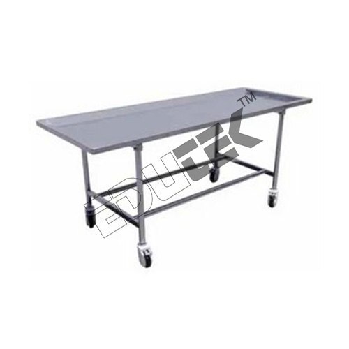 Embalming Table - Stainless Steel Top With Convex Surface , Ideal For Dressing And Transfer, Locking Swivel Wheels, Central Drain For Fluid Elimination