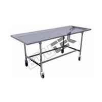 Embalming Table - Stainless Steel Top With Convex Surface , 6" Locking Ball-bearing Wheels And Center Drain For Fluid Elimination