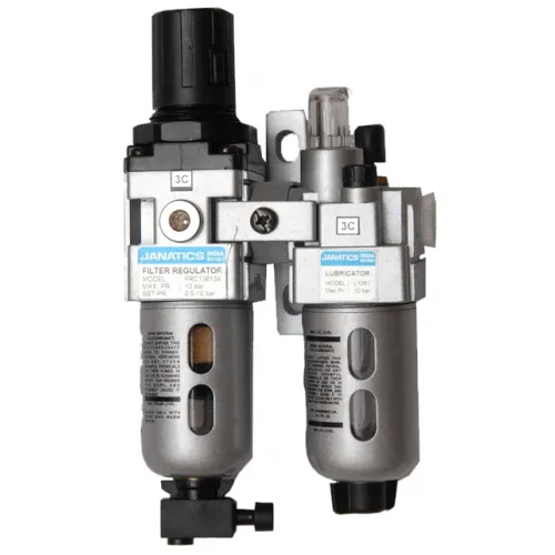 Janatics Frl Unit - Stainless Steel, 1/2" Port Size, Grey Color | 1.5 KG Weight, 0-10BAR Operating Pressure, Efficient Air Filtration