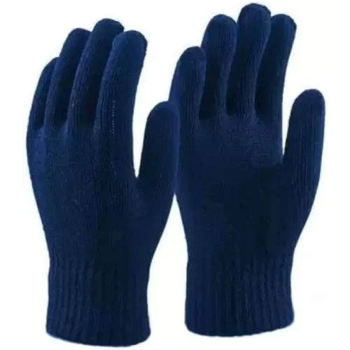 Knitted Cotton Hand Gloves - Color: Blue