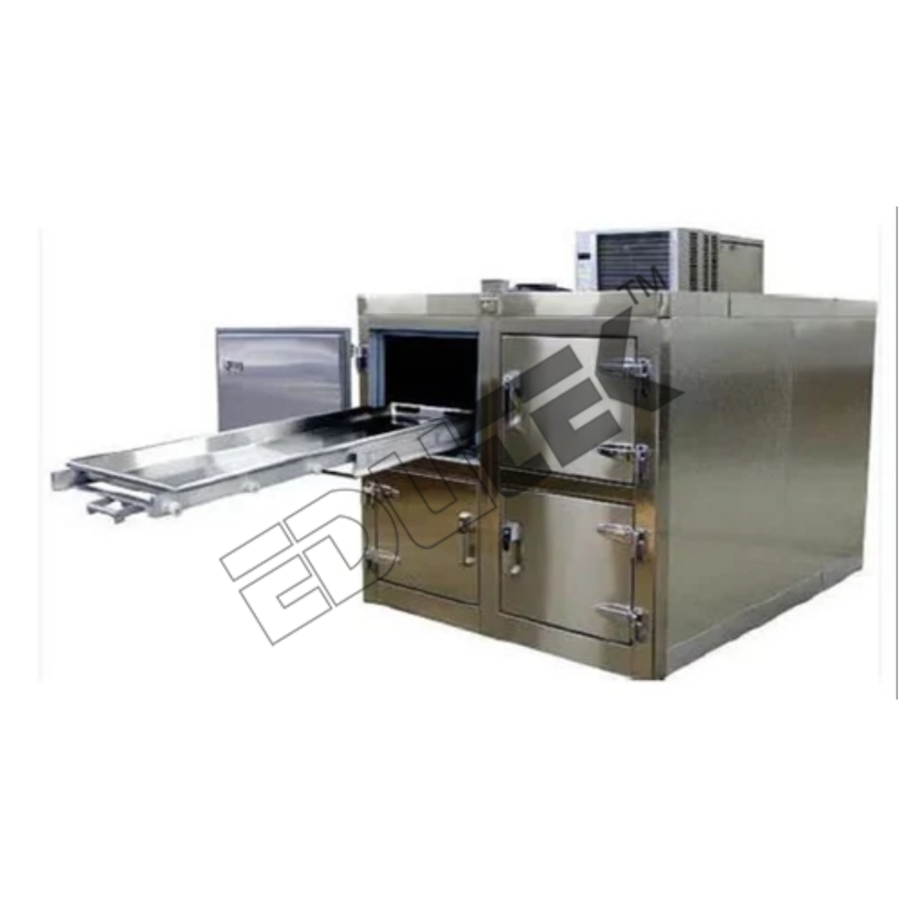 4 Body Mortuary Chamber Etma-404 - Stainless Steel, 84x32x32 Inch, Silver | Digital Display, Heavy Duty Refrigeration, Temperature Alarms