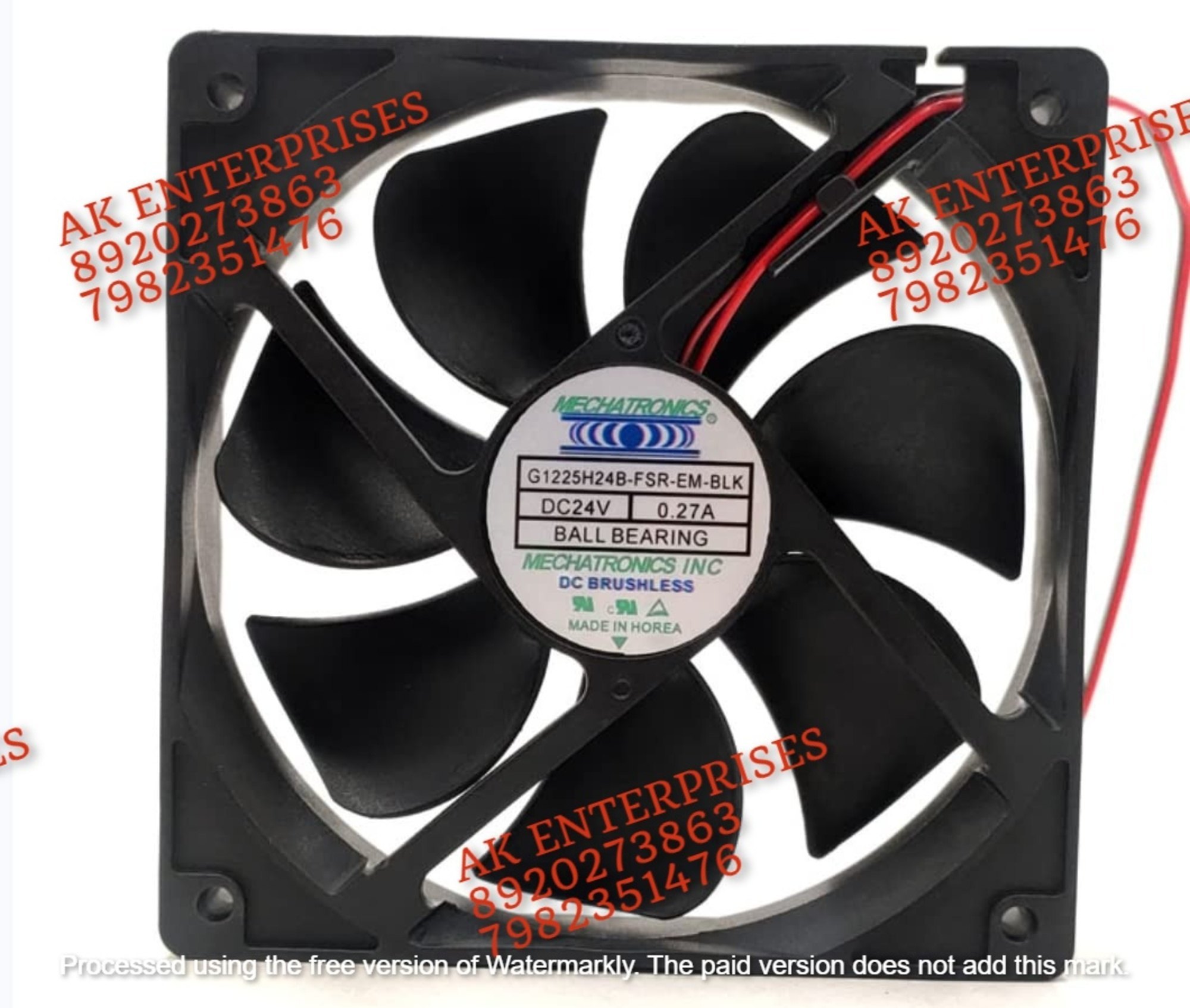 G1225H24B-FSR-EM-BLK Axial Fan 24V-0.27A DC Brushless Air Cooling Fan 2400 RPM 120 * 120 * 25mm 2-Wire