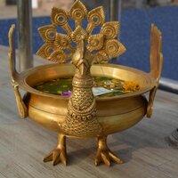 Festive Decoration Brass Metal Home/Event Decor Hand Carved Urli/Pot