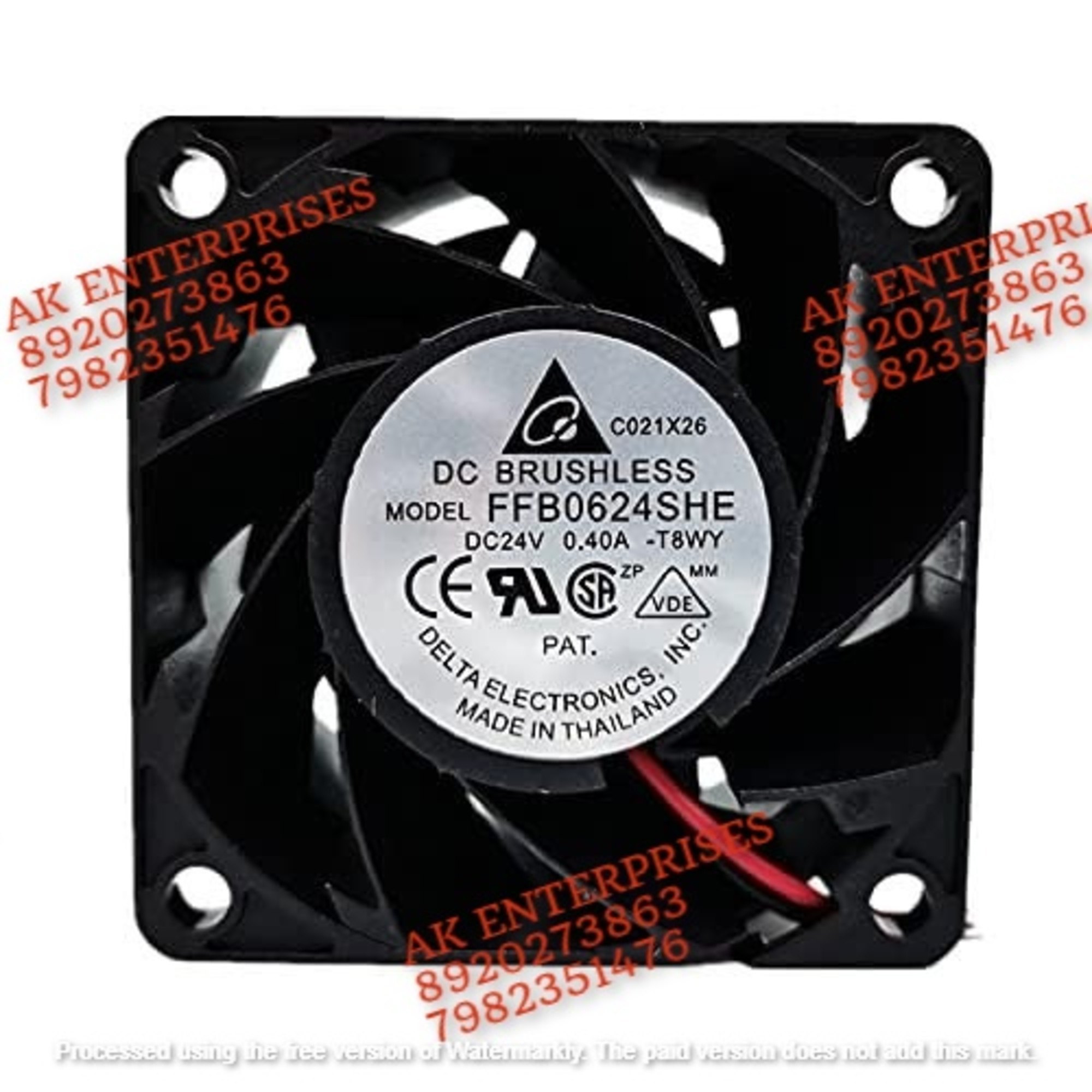 Delta FFB0624SHE Axial Fan 24V=0.40A DC Brushless Air Cooling Fan 4500 RPM 60 * 60 * 38mm 2Wire