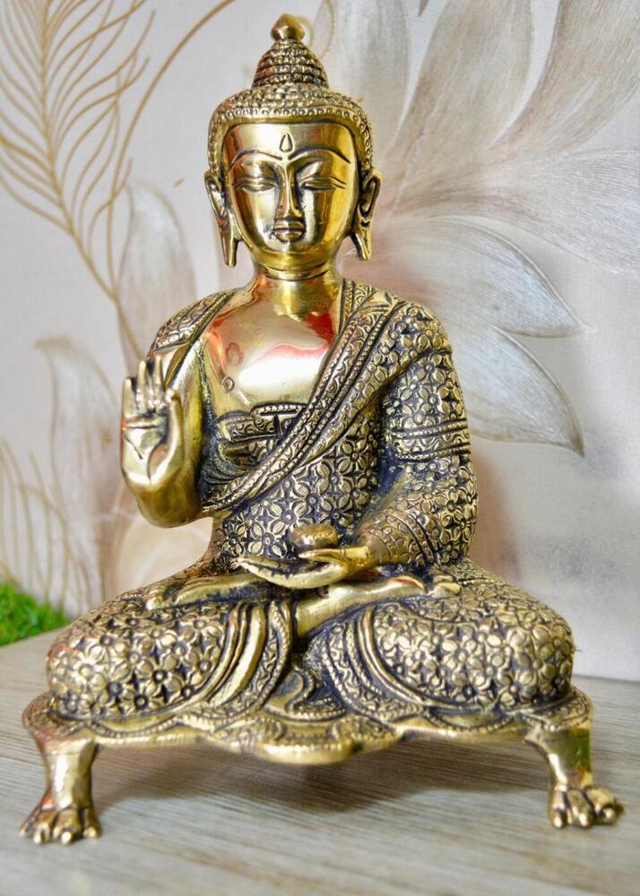 Blessing Brass Buddha Figurine Showpiece for Home Temple or Decoration