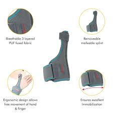 Accusure Adjustable Thumb Spica Splint - Breathable Material, One Size Fits Most, Black Color | Lightweight Design, Customizable Fit For Enhanced Support