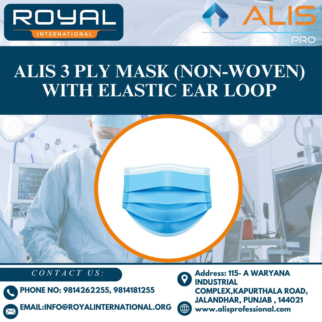 Alis 3 Ply Mask (Non-Woven) with Elastic Ear Loop