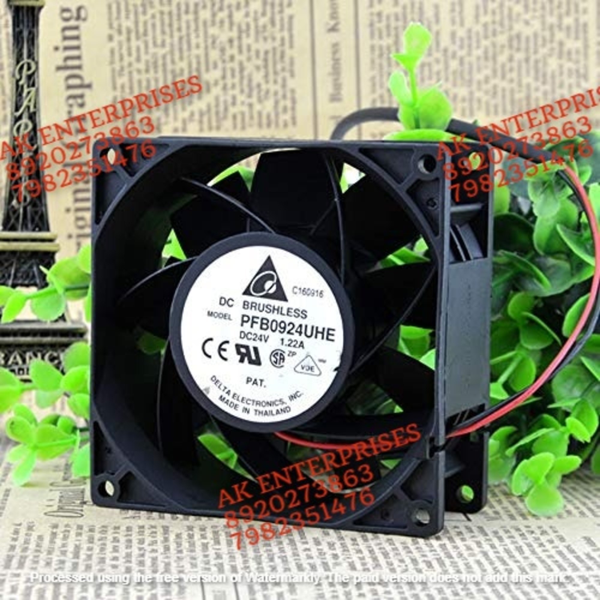 Delta PFB0924UHE Axial Fan 24V-1.22A DC Brushless Air Cooling Fan 7000 RPM 92 * 92 * 38mm 2-Wire