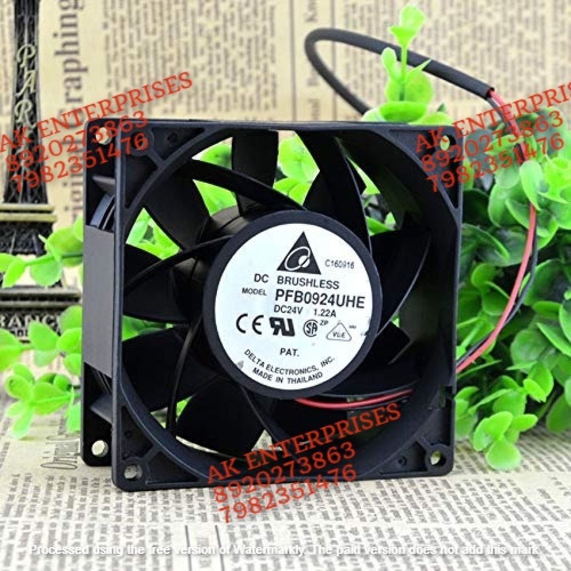 Delta PFB0924UHE Axial Fan 24V-1.22A DC Brushless Air Cooling Fan 7000 RPM 92 * 92 * 38mm 2-Wire