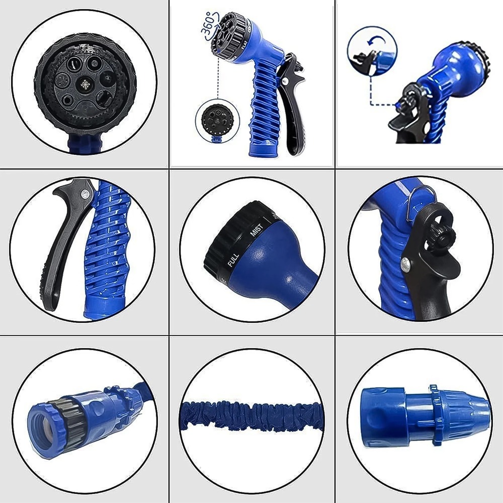 Expandable Magic Garden Hose - Rubber, 4 Metre Length | Multi-color, Spray Gun Included, Ideal For Gardening, Car Washing, And Outdoor Cleaning