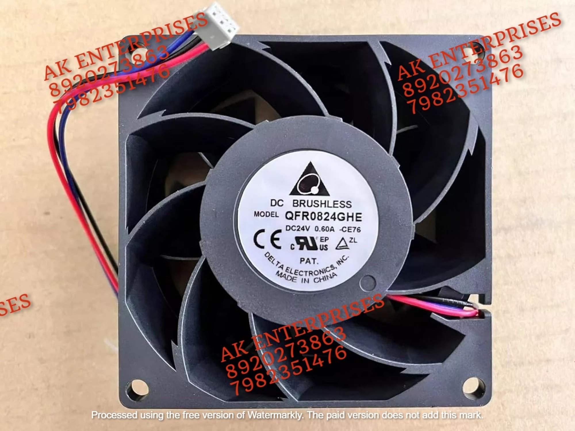 DELTA QFR0824GHE DC 24V 0.60A Air Cooling Fan,80 * 80 * 38mm Exhaust Fan (Black) 3Wire