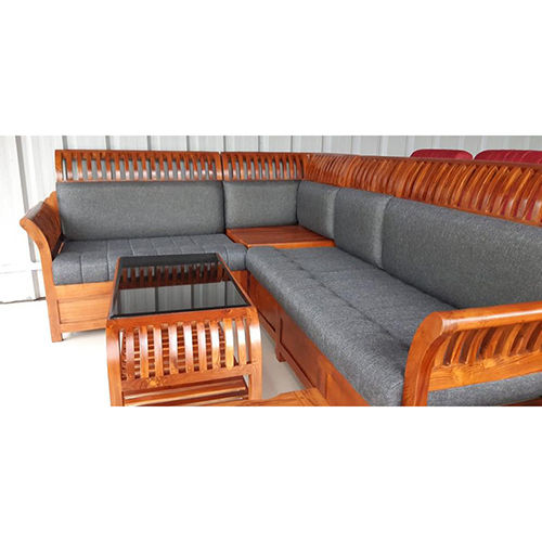 L Shape Wooden Sofa Set - Color: Different Available