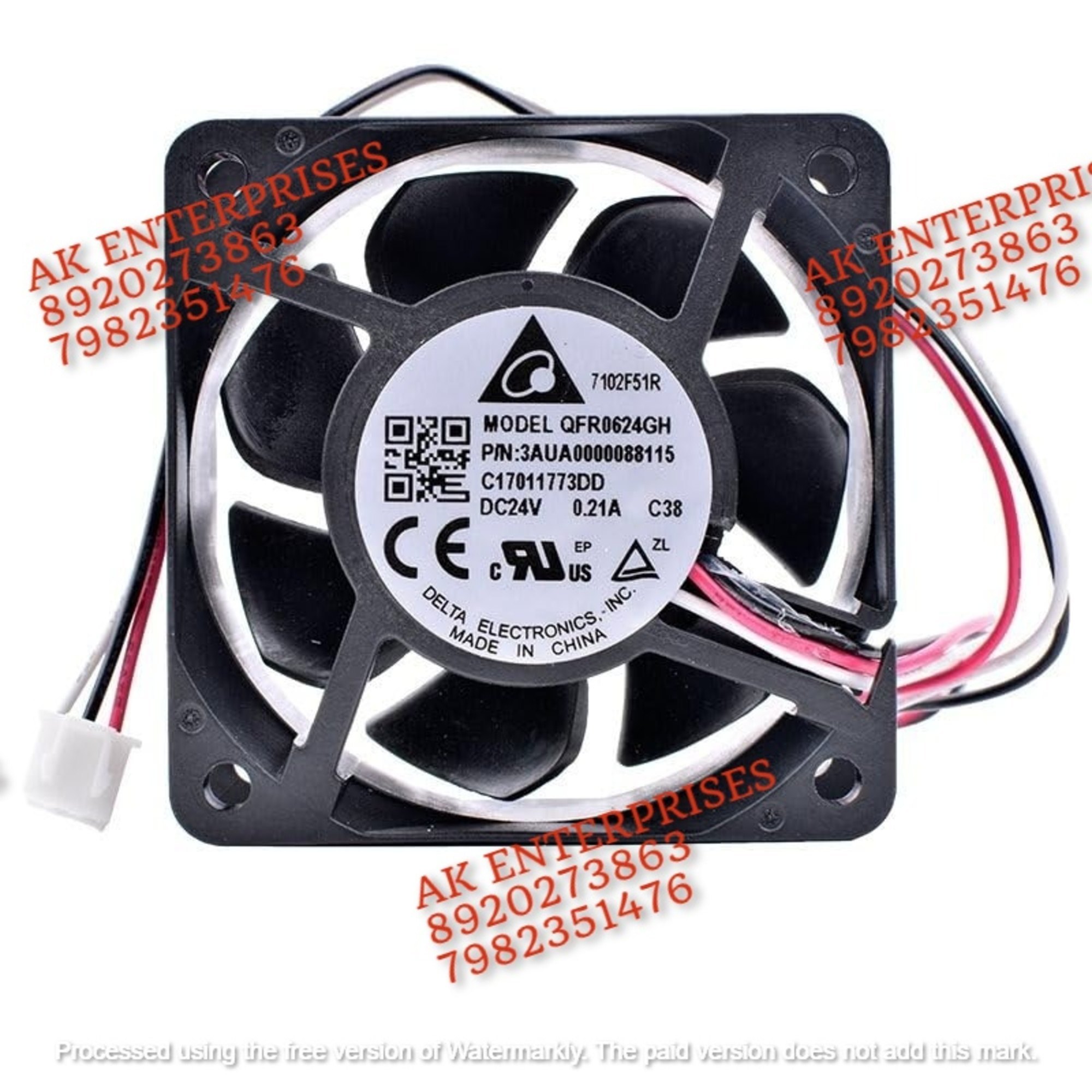  Delta QFR0624GH DC Fan 24V-0.21A Air Cooling Fan 60 * 60 * 25mm 3-wire