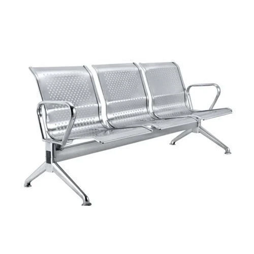 3 Seater Stainless Steel Waiting Chair - Color: Silver