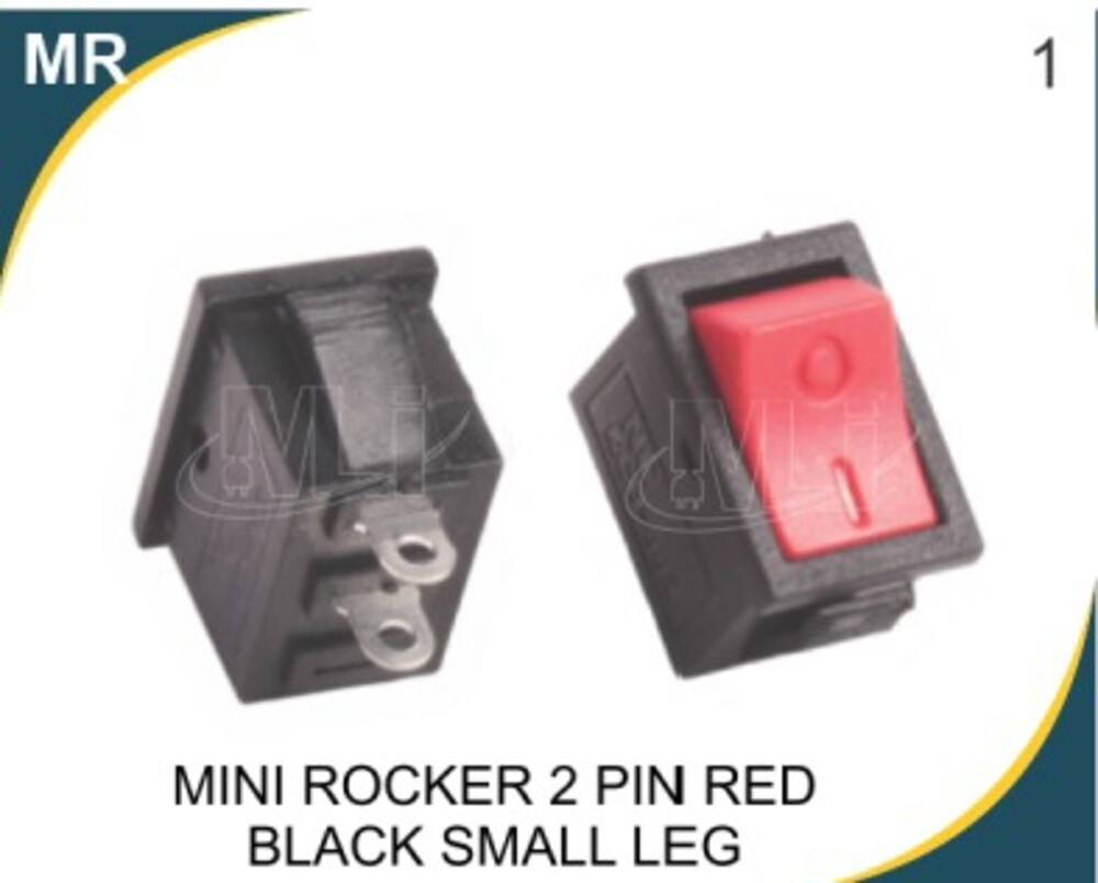 Mini Rocker 2 Pin Red Black Small Leg - Contact Resistance: 250V 6Amp Volt Per Ampere (V/A)