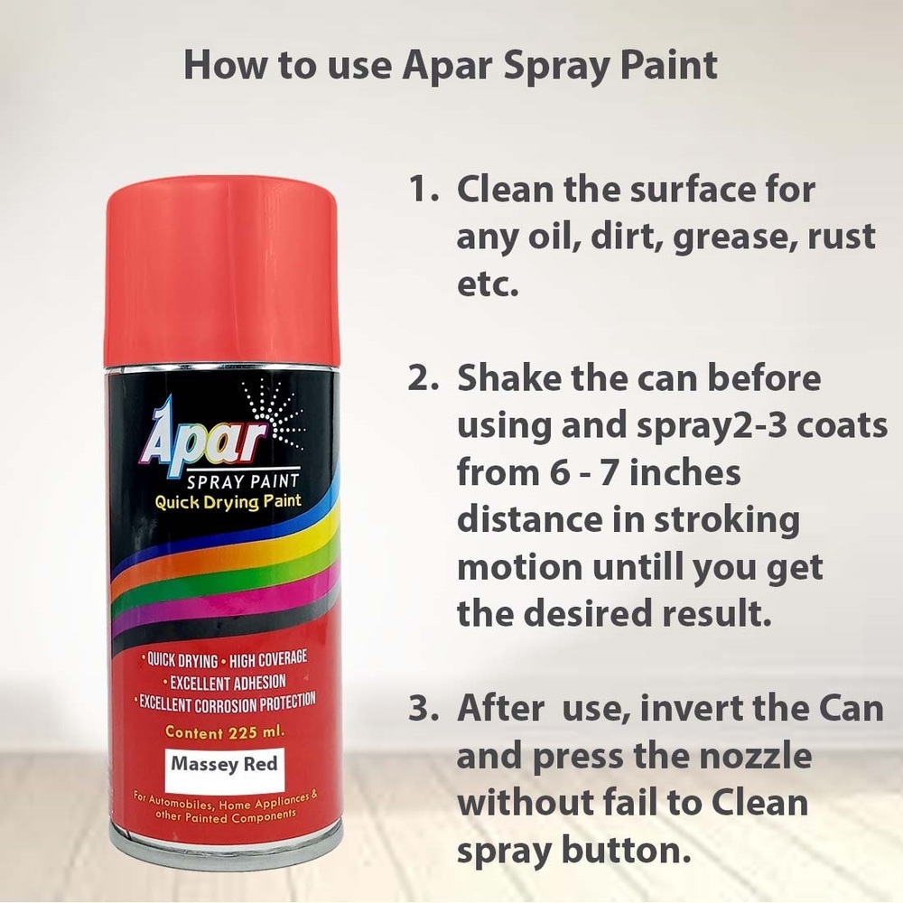 Apar Automotive Spray Paint Mas. Red  Compatible for Massey Tractors -225 ml