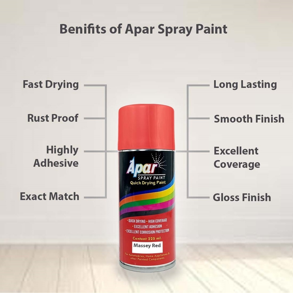 Apar Automotive Spray Paint Mas. Red  Compatible for Massey Tractors -225 ml