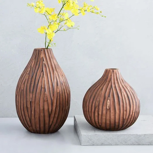 Wooden Flower Vase - Color: Various Available