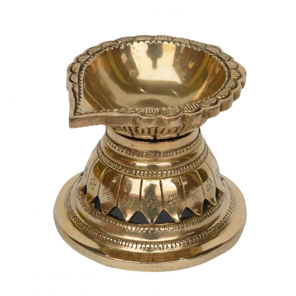 oli lamp Ethnic Design 4.5 Inches Brass Oil Diya with Base Temple Decor Home Decor Oil Diya Lamp Indian Handicraft Diya Handmade craft