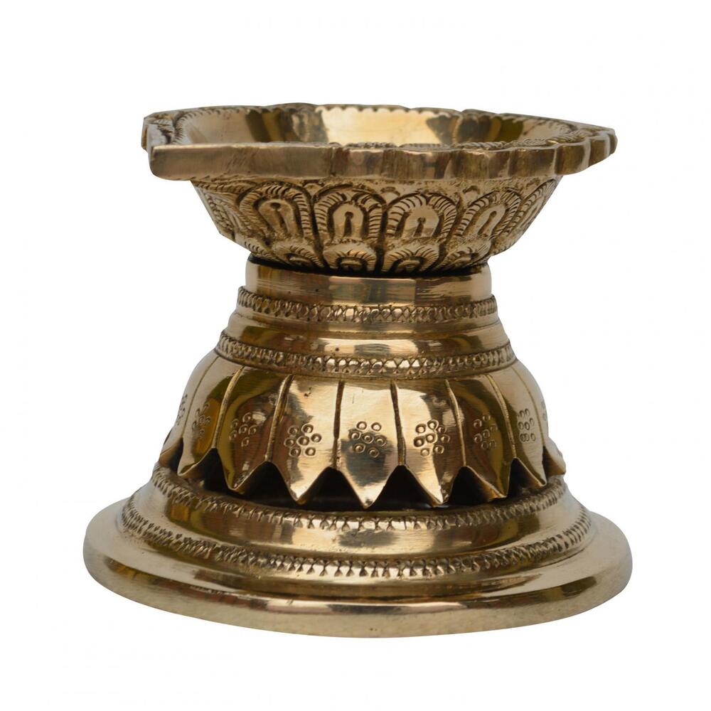 oli lamp Ethnic Design 4.5 Inches Brass Oil Diya with Base Temple Decor Home Decor Oil Diya Lamp Indian Handicraft Diya Handmade craft