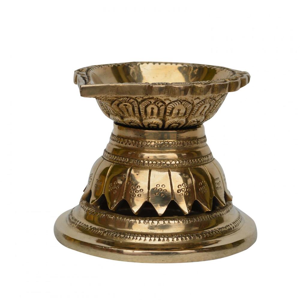 oli lamp Ethnic Design 4.5 Inches Brass Oil Diya with Base Temple Decor Home Decor Oil Diya Lamp Indian Handicraft Diya Handmade craft