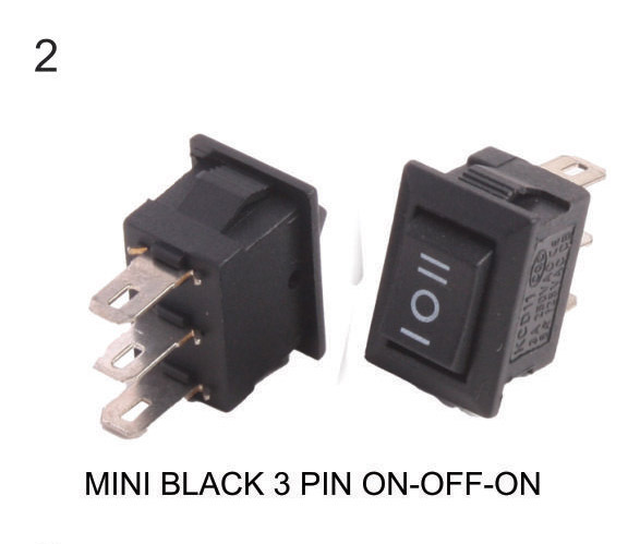 RS12 BLACK 3 PIN ON-OFF, Three Position (Center OFF)