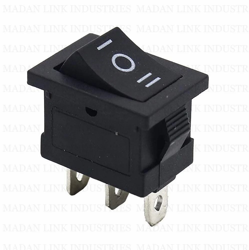 Rocker Switch Black 3 Pin On-off, Three Position (Center Off) - Material: Copper