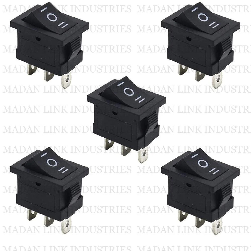 Rocker Switch Black 3 Pin On-off, Three Position (Center Off) - Material: Copper