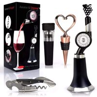Cherrybox On Da House Aerator & Stopper Set | With Pourer & Opener | Wheel Turning Pourer | Accessories Gift Set (black & Silver) - Color: Black And Silver