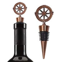 Cherrybox Vintage Copper Bottle Stoppers - Metallic 3.8cm X 10.5cm, Manual Air Tight Seal | Pack Of 3 With Charming Compass Design