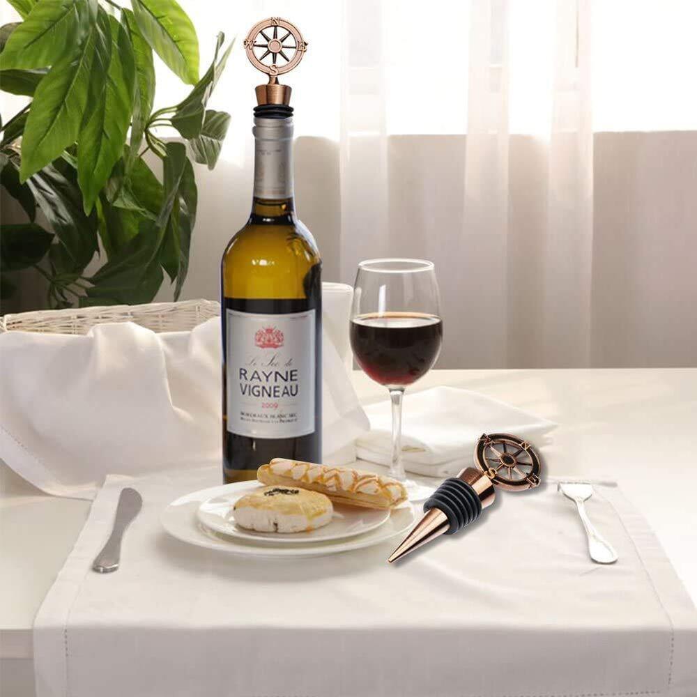 CHERRYBOX On Da House Bottle Stoppers/Air Tight Seal (Pack of 3) | Vintage Copper Compass Bottle Cap