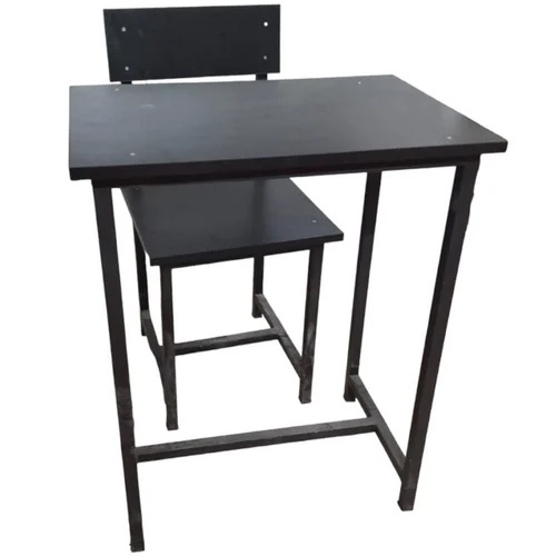 Single Seater School Chair And Desk - Stainless Steel 18x16x22 Inches Black Color Coating | Corrosion Resistant Durable Design For Schools And Colleges