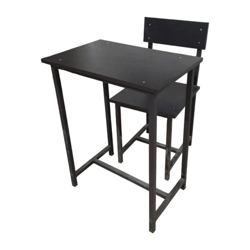 Single Seater School Chair And Desk - Stainless Steel 18x16x22 Inches Black Color Coating | Corrosion Resistant Durable Design For Schools And Colleges